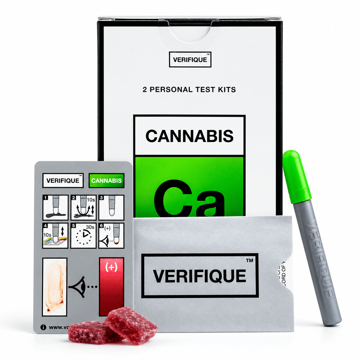 Verifique Cannabis two-test box with its kit components